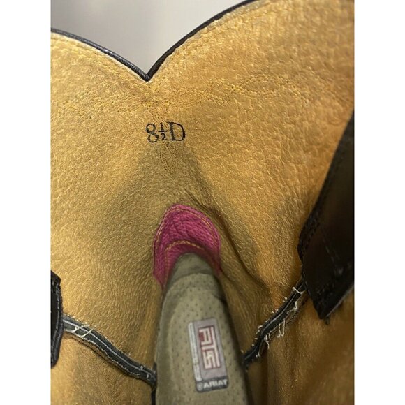 Ariat Black Leather Boots Heritage Roper Style 35501 Size Men’s 8.5 D - Picture 13 of 16